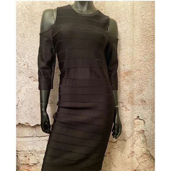 French Connection Black Cold Shoulder Spandex Dress - Picture 1 of 6